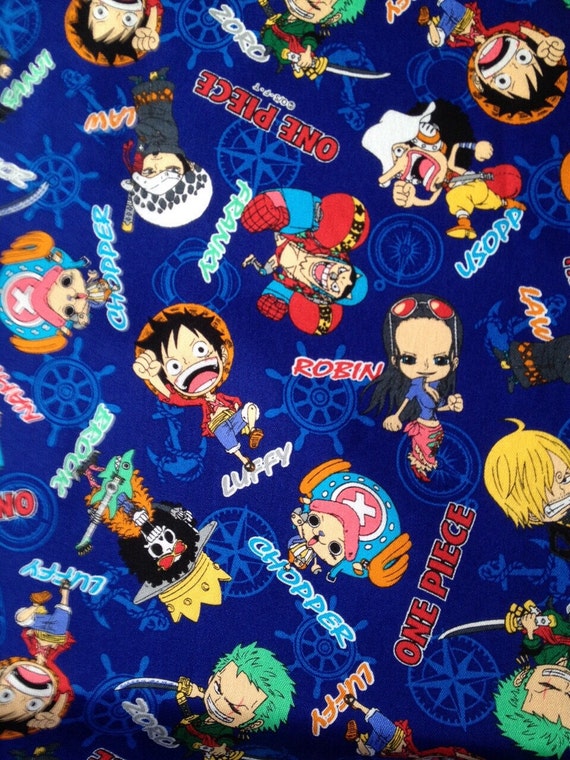ONE PIECE Fabric Blue Color One Yard Japanese Anime Printed