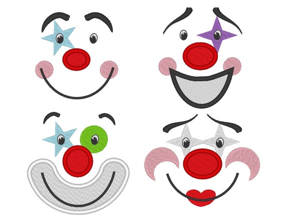 Adorable clown faces for Your Toy machine embroidery and Adorable clown faces for Your Toy machine embroidery and