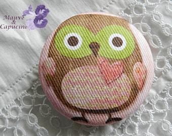 Fabric buttons, owl, 0.78 in / 20 mm