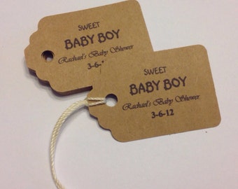 CUSTOM BABY SHOWER thank  you  favor tags Kraft Paper Gift 