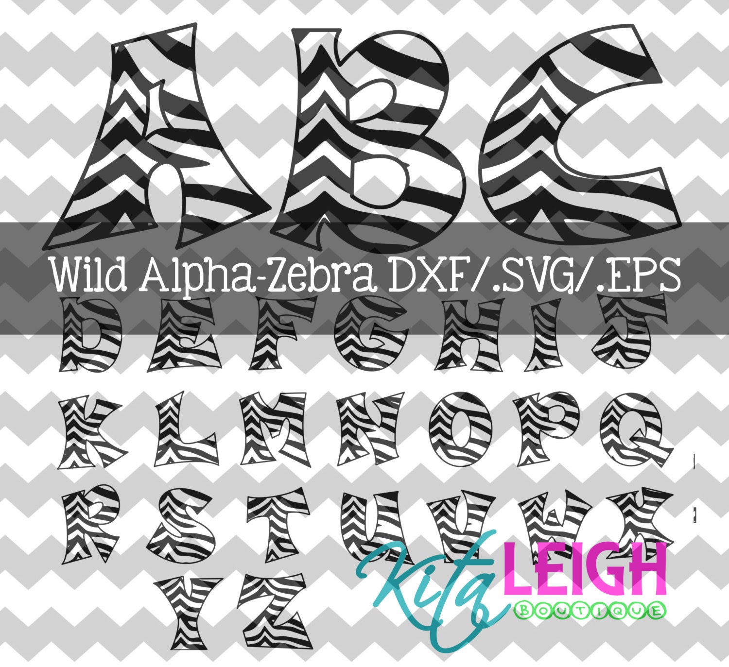 Wild Zebra Alphabet .DXF/SVG/.EPS File for use with your