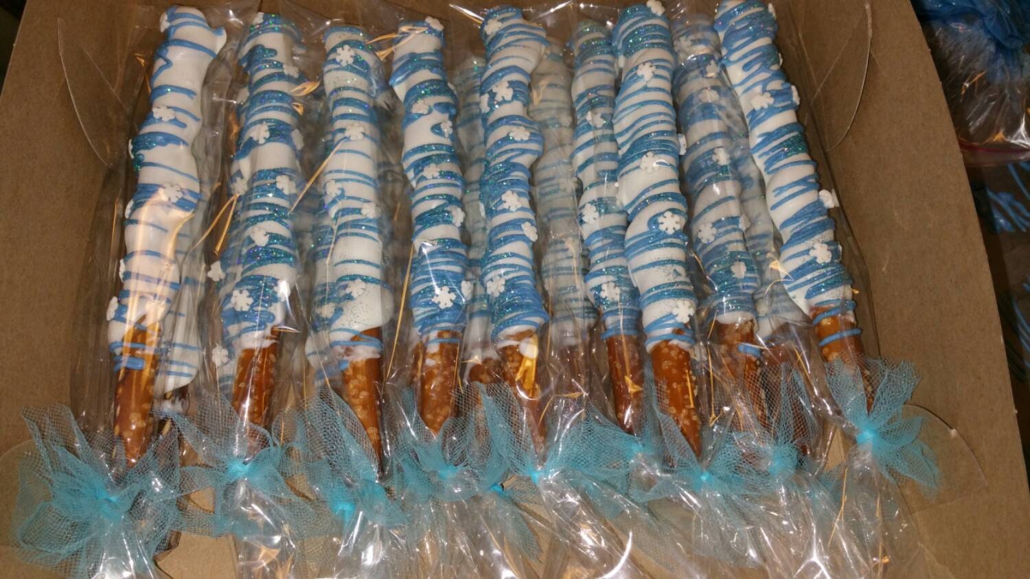 12 Frozen Theme Caramel Pretzels winter Wonderland theme Elsa
