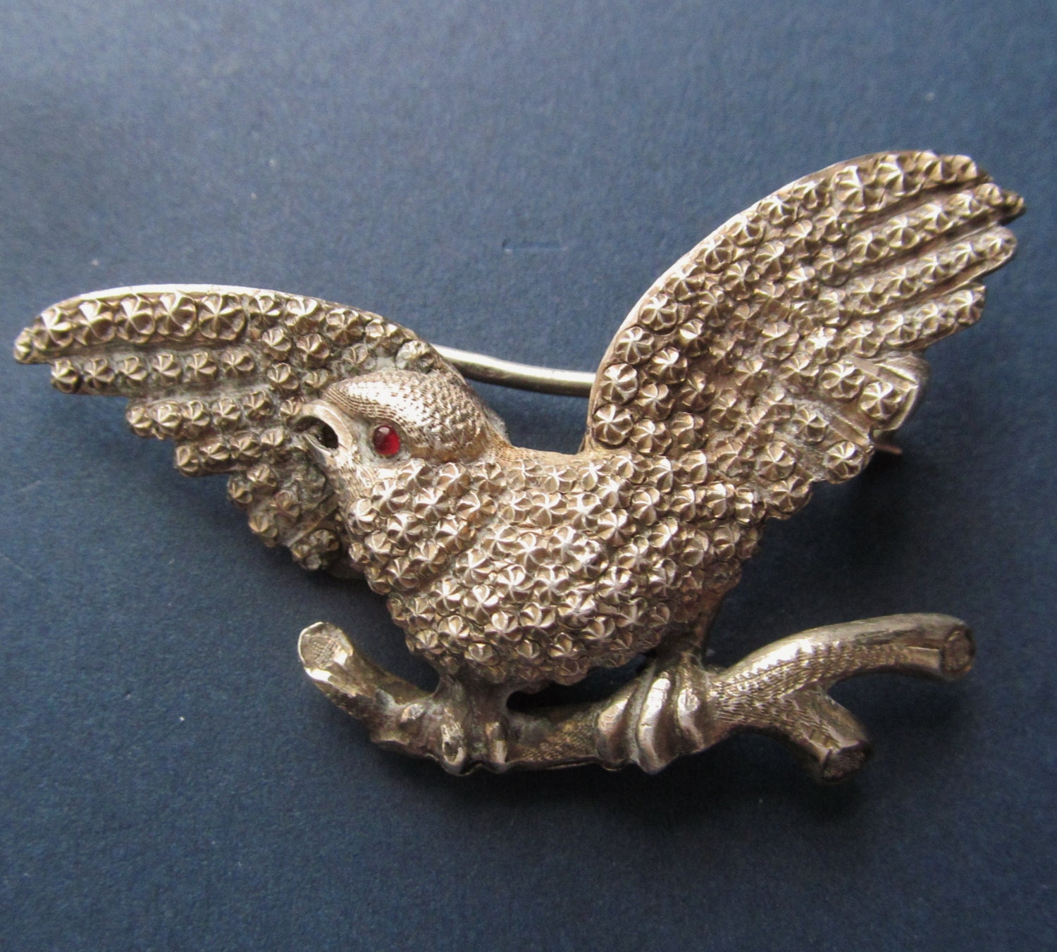 Antique French Silver Bird Brooch Pin Circa 1900