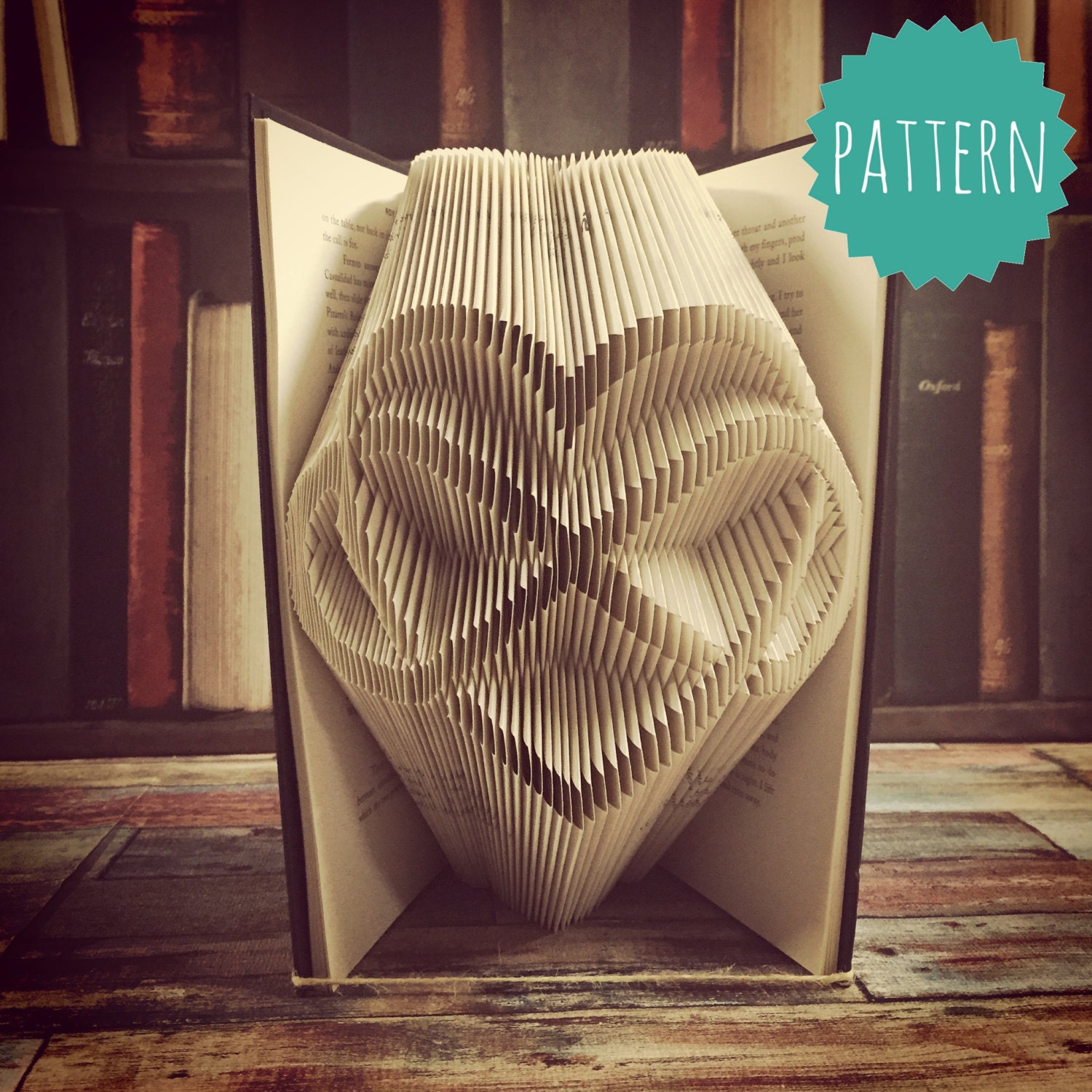 Folded Book Art Infinity heart Pattern & tutorial gift home