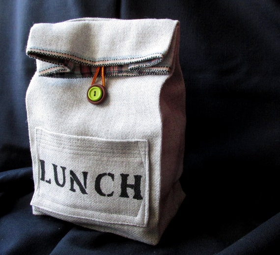 Words on Cloth lunch bag with Handle // Reuseable by seamsbysarah