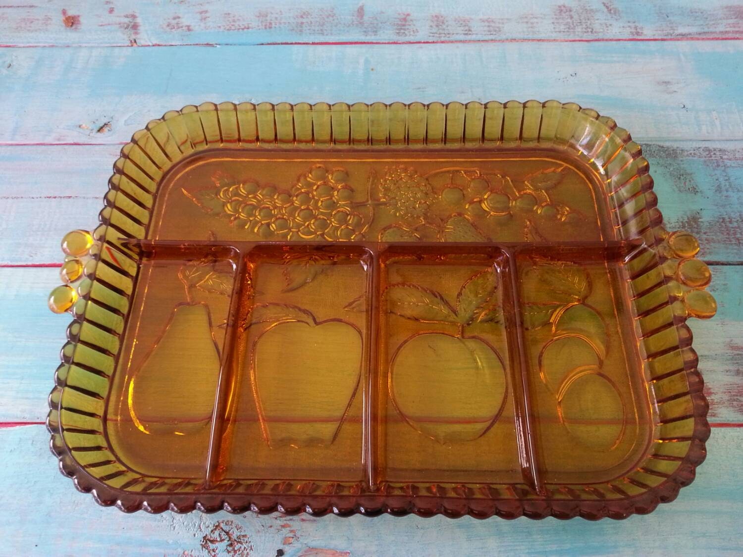 Vintage Amber Glass Fruit Tray Glass by CreativelyAbleBelle