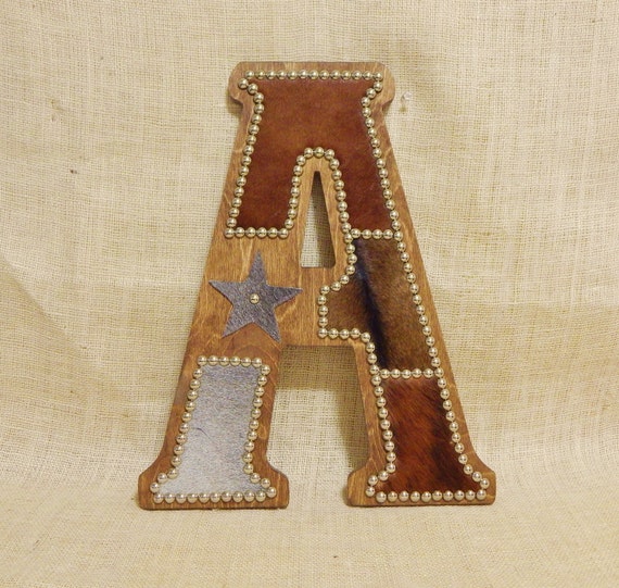 Cowhide Wall Letter A Western Home Decor Wall by LizzyandMe