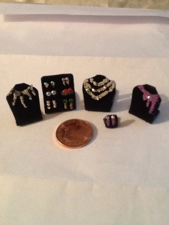Dolls house miniature jewellery display roombox shop