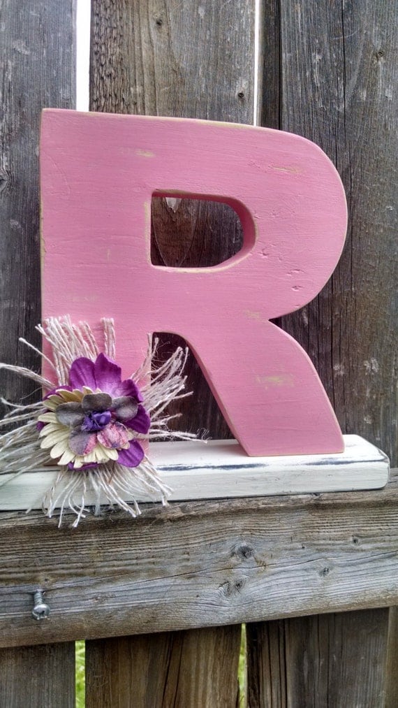 Shabby chic letter R, shelf sitter