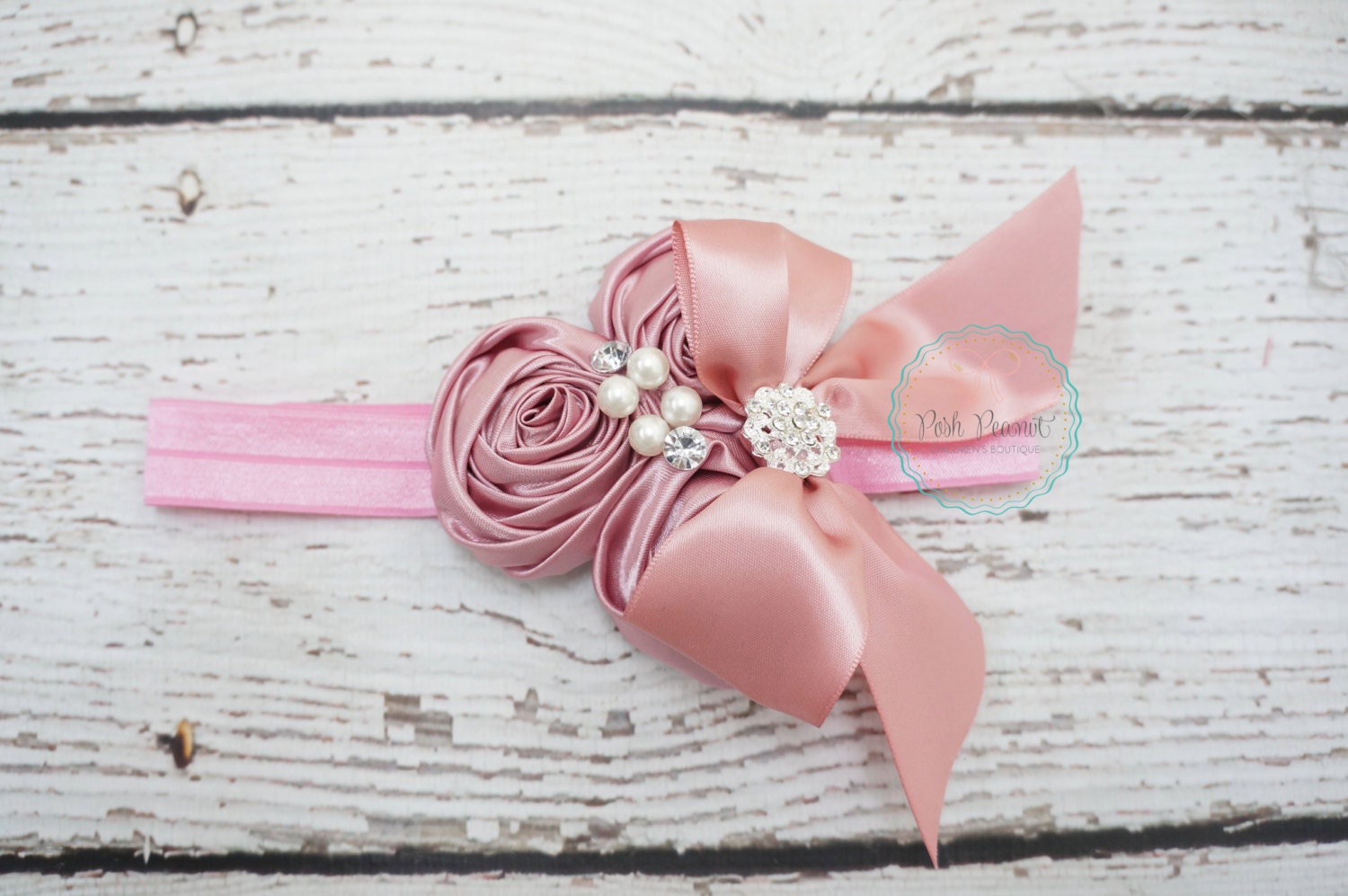 baby headband fancy headband bow headband dusty rose