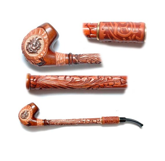Exclusive LONG Tobacco Pipe Churchwarden Pear by forpipesmokers