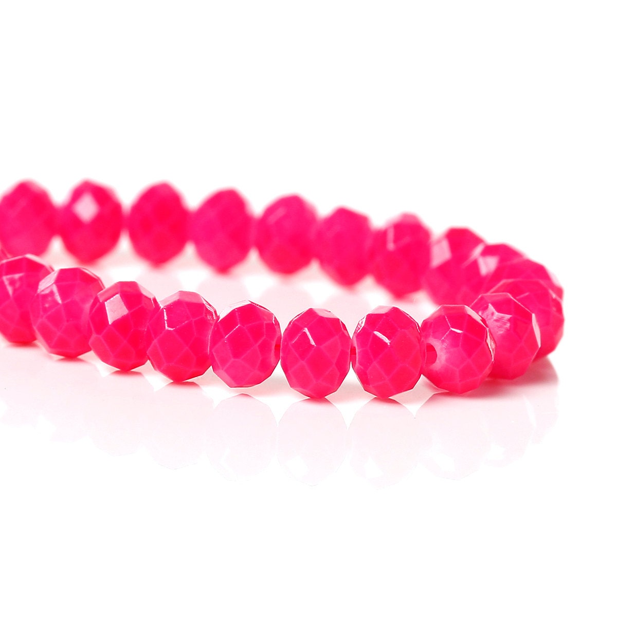 4mm HOT PINK Glass Rondelle Beads faceted full strand 100