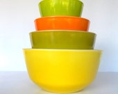 Vintage Fire King Nesting Bowls - Set of 4 in Shades of Citrus - 400 Line Rare Color Scheme