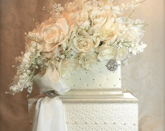 Wedding Card Box Lace Wedding Card Holder, Lilly of the Valley Two Tier, Custom Card Box, Handmade, Gift Card Boxes, Wedding Gift Box