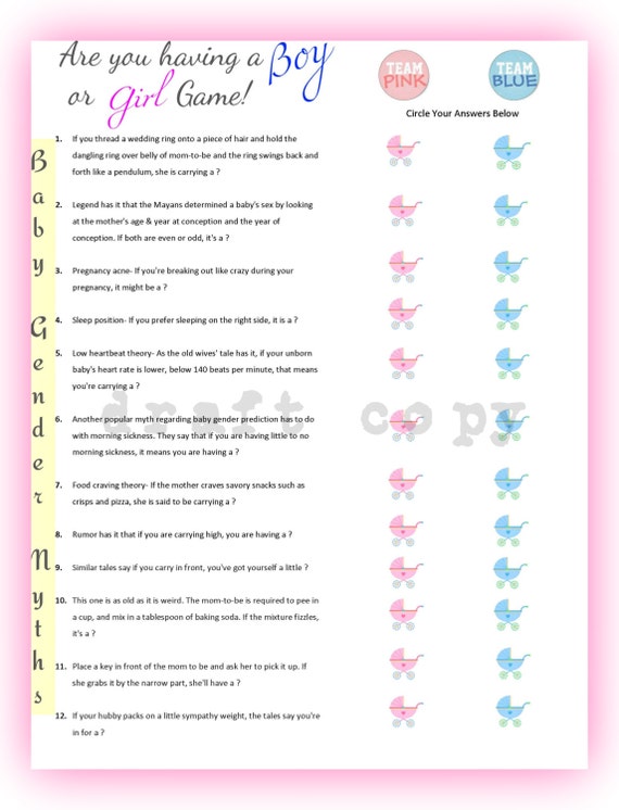 items similar to baby shower or gender reveal party instant download