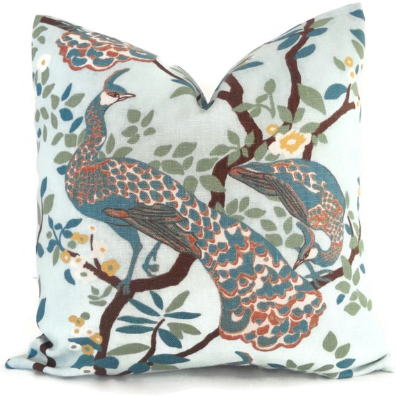 Decorative Pillow Cover Robert Allen Peacock Square Euro sham