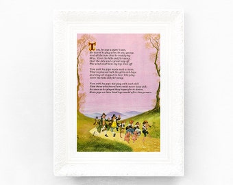 7x9 Jack Sprat Vintage Nursery Rhyme Print. Poem by ThePrintMakers