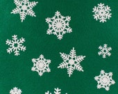 Snowflake Printed Acrylic Felt, Flocked Felt, Holiday Print Felt, Snowflake, Kelly Green