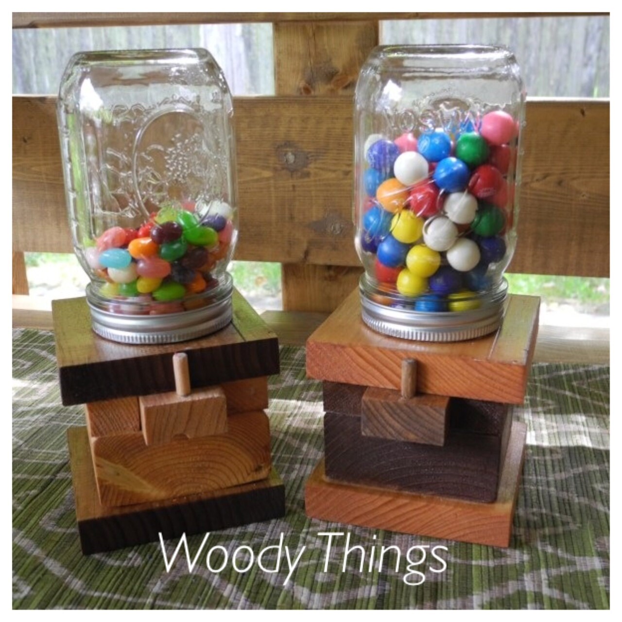 Wooden Candy Dispenser with Mason Jar