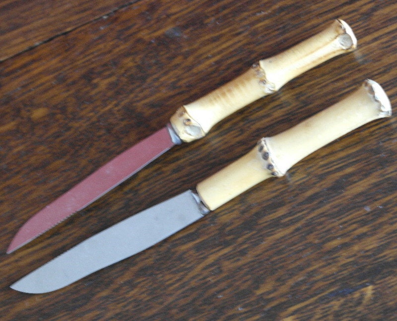 vintage pair of bamboo handle fruit knives Haute Juice