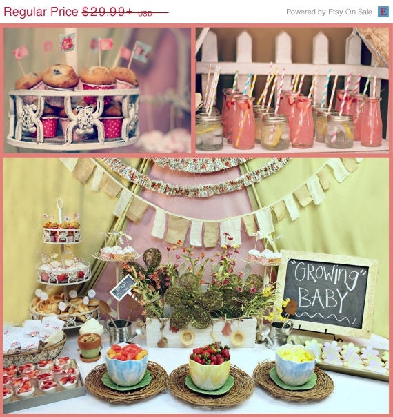 Garden Baby Shower Decorations Printable Garden by MimisDollhouse