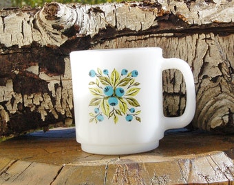 Glasbake Blueberry Mug Milk Glass