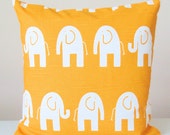 Yellow Pillow Covers. Decorative Elephant Print Throw Pillow Covers Corn Yellow and White,  Baby Nursery