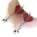 R E S E R V E D Heart earrings, contemporary earrings, transparent stained glass, artistic, copper wire jewelry, red dangle earrings, Love