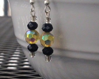 Sale Earrings, Yellow and Black, Summer Earrings, Clearance Sale