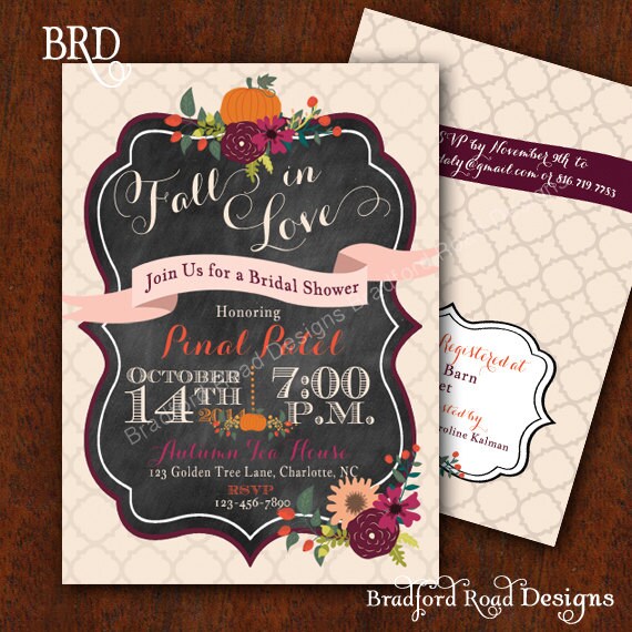 Fall Bridal Shower Invitation Autumn Bride Autumn Wedding