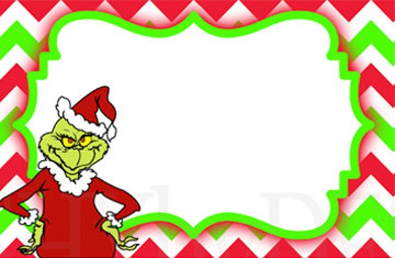 PRINTABLE Set of Christmas Grinch Chevron Tag/Label Cards