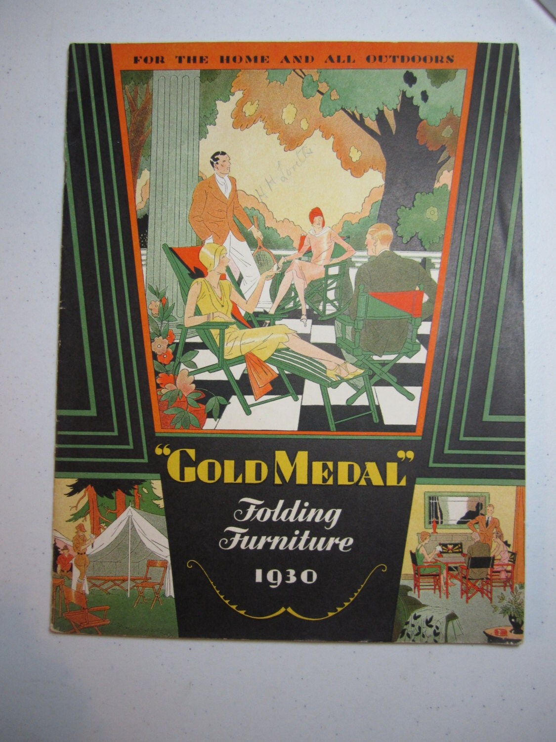 Fantastic Art Deco 1930 Gold Medal folding furniture catalog colorful