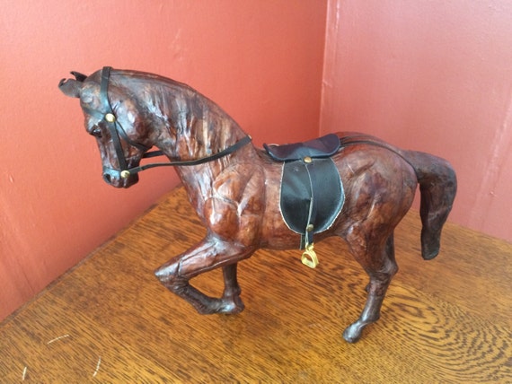 large leather horse statue