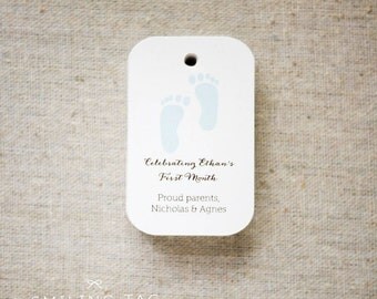 Baby Footprint Personalized Gift Tags - Baby Shower Gift Tags - First Birthday Favor Tags - Baby Shower Favor - Set of 24 (Item code: J484)