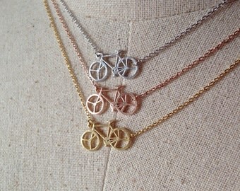 Bicycle Necklace, 18k Gold/Rose Gold/Silver, Dainty Necklace