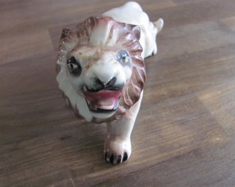 Vintage Ceramic Roaring Lion Figurine Made In Japan