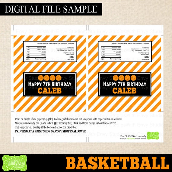 Basketball Chocolate Bar Wrappers Basketball Candy Bar