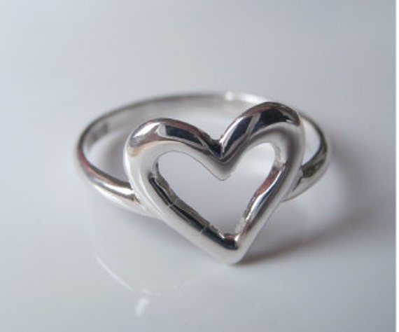Items similar to SALE Open Heart Ring Love Ring Silver Heart Valentines ...