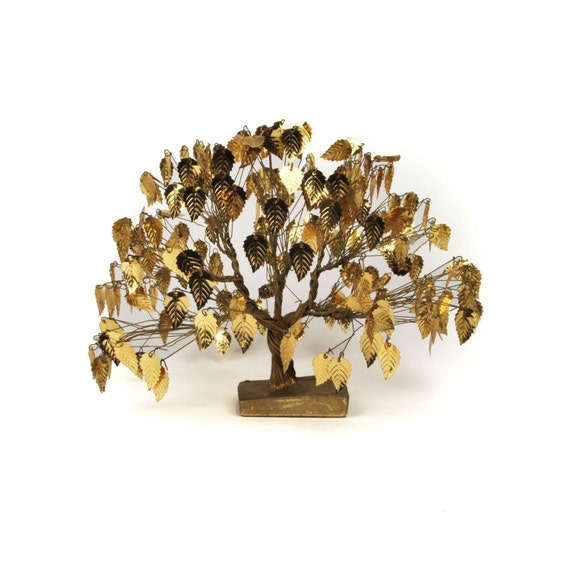 1960's Dream Tree // Vintage Gold Leaves & Twisted Wire