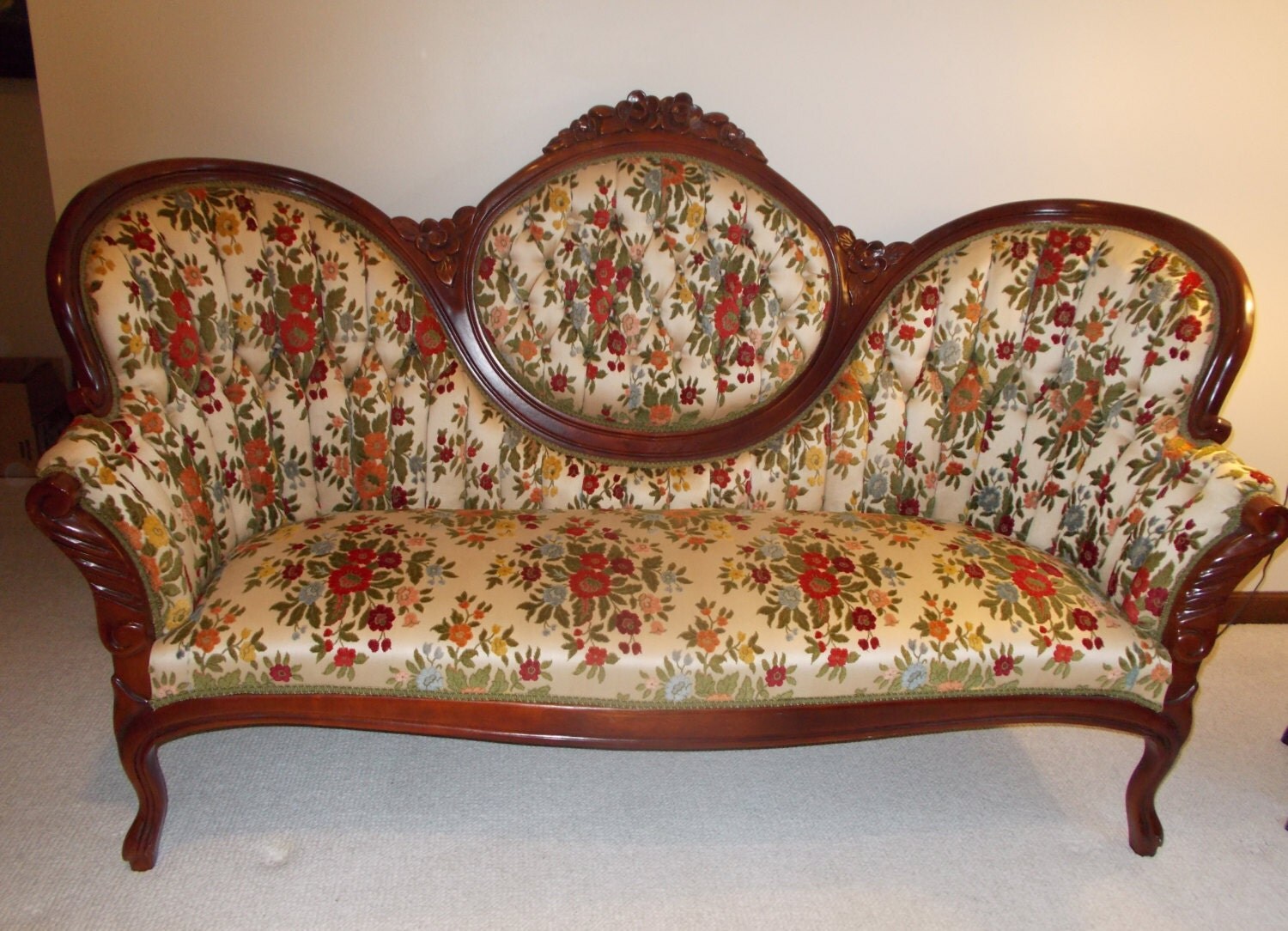 Kimball Reproduction of a Victorian Medallion Back Sofa Haute Juice
