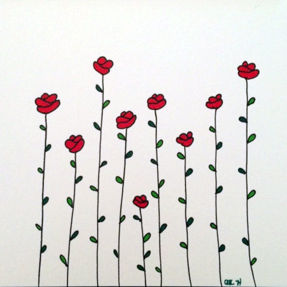 Sharpie Art Red Roses Original Drawing by h2ostudio on Etsy