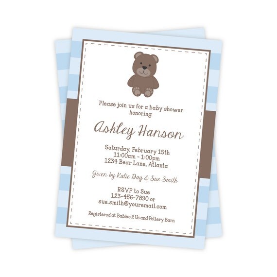 Brown Bear Baby Shower Invitation - Baby Shower Invite - PRINTED Baby Shower Invitation Il_570xn