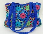 Recycled soda tabs tote Crochet purse Multicolor upcycled bag Lime Fuchsia Turquoise Blue