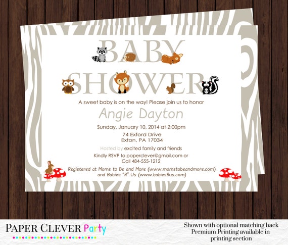 Baby Shower Invitations woodland boys with owl, fox digital printable file NO.157 Il_570xn