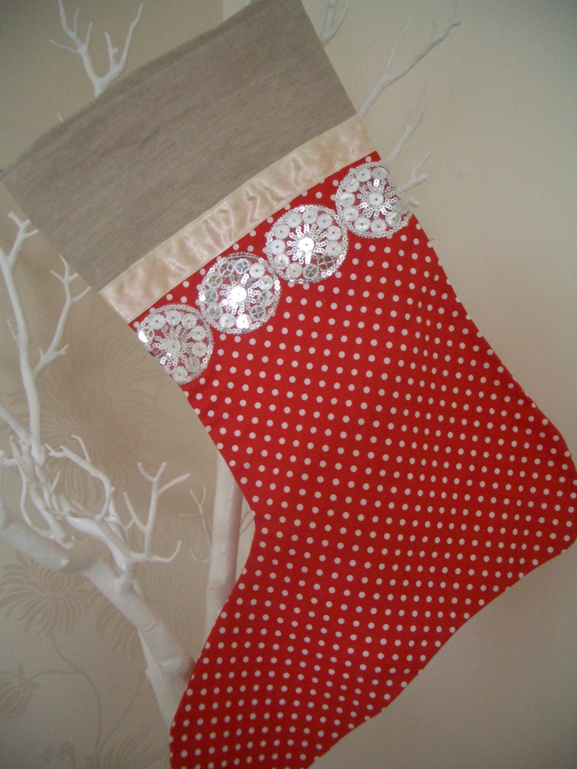 Festive Christmas Stocking - Traditional vintage look stocking for festive home decoration.