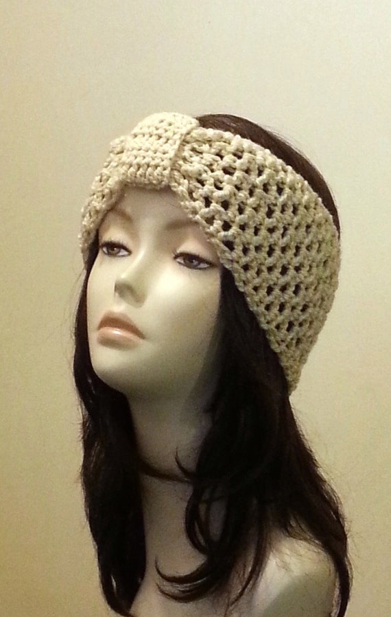 Crocheted Knotted Headband Wide Stretchy Headband Crochet