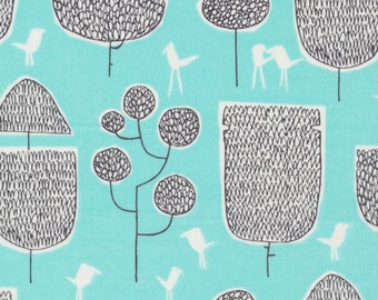 Yoyogi Park - Tokoyo Trees in Turquoise - Skinny Laminx for Cloud 9 - Organic Cotton - 131803 - 1/2 Yard