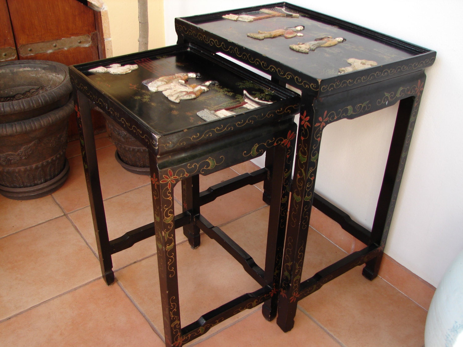vintage asian nesting tables