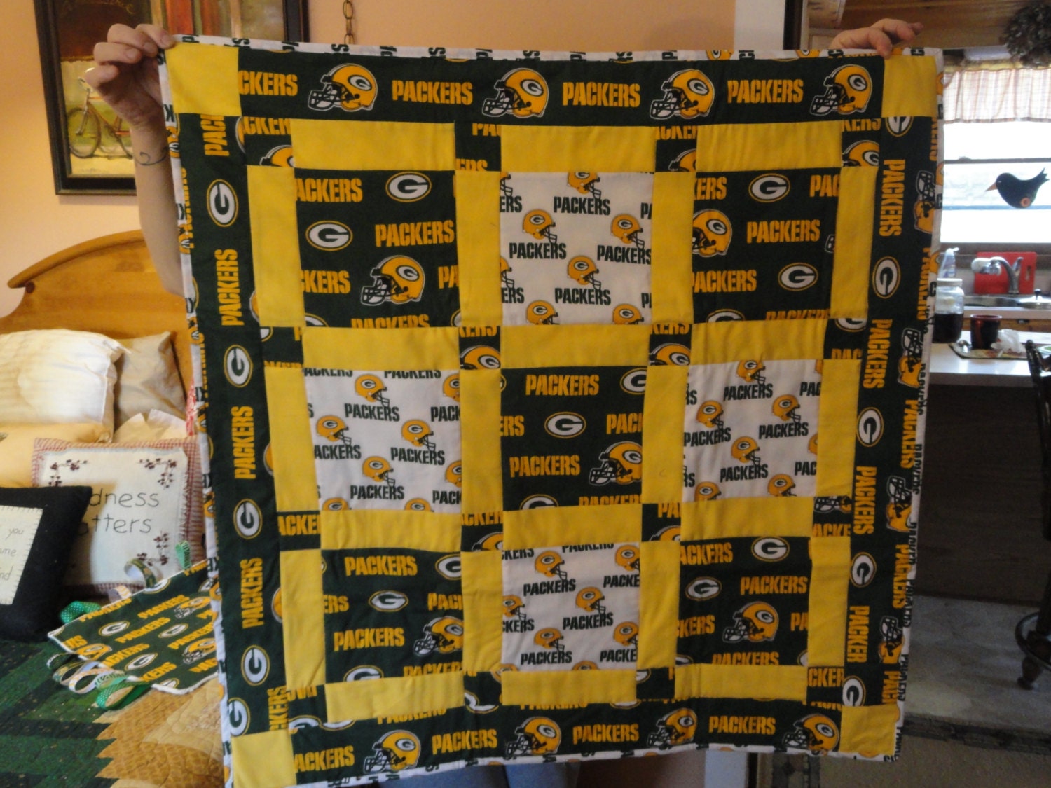 Green Bay Packers Handmade Patchwork Baby Quilt Packers