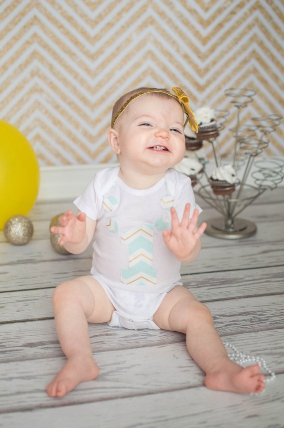 Items similar to First Birthday Bodysuit, Girl First Birthday, Gold